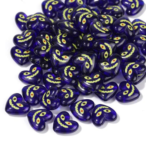 Grânulos de jóias de acrílico, acrilico, Coração, DIY, azul, 5.80x13.40x15mm, Buraco:Aprox 1.5mm, 100PCs/Bag, vendido por Bag