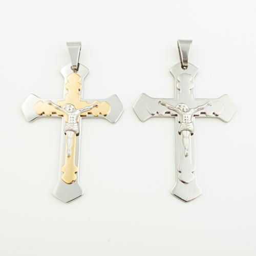 Roestvrij staal Cross Hangers, 304 roestvrij staal, Oversteken, DIY, meer kleuren voor de keuze, 66x46mm, Gat:Ca 6mm, Verkocht door PC