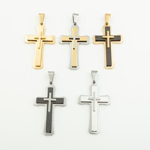 Roestvrij staal Cross Hangers, 304 roestvrij staal, Oversteken, DIY, meer kleuren voor de keuze, 57x39mm, Gat:Ca 6mm, Verkocht door PC