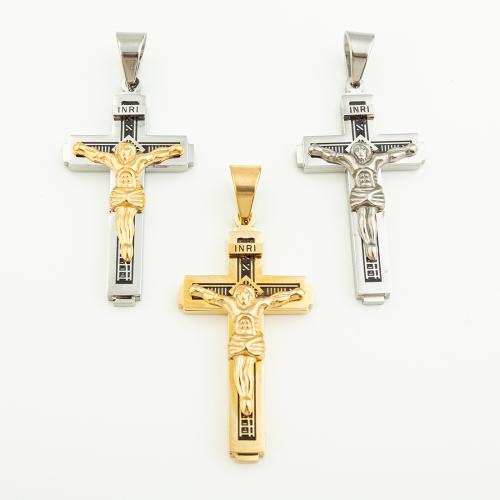 Stainless Steel Cross Pendants 304 Stainless Steel Vacuum Ion Plating DIY Approx 8mm Sold By PC