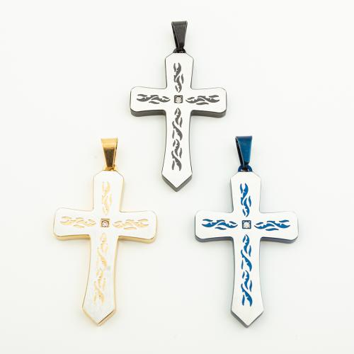 Nerezová ocel Cross Přívěsky, 304 Stainless Steel, Kříž, DIY, více barev na výběr, 48x29mm, Otvor:Cca 4mm, Prodáno By PC