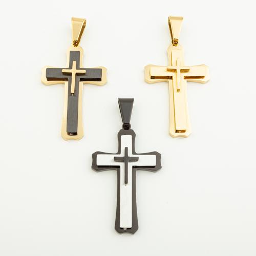 Roestvrij staal Cross Hangers, 304 roestvrij staal, Oversteken, DIY, meer kleuren voor de keuze, 48x30mm, Gat:Ca 6mm, Verkocht door PC