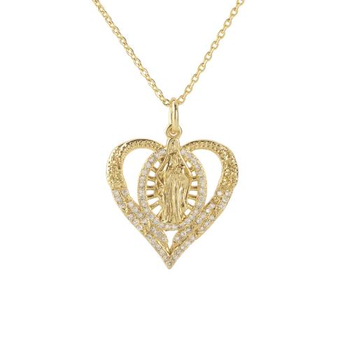 Cubic Zirconia Micro Pave Brass Pendant Heart plated DIY & micro pave cubic zirconia Sold By PC