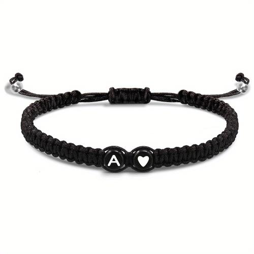 Akryl Armbånd, med Terylene Cord, Unisex & forskellige stilarter for valg, sort, Solgt af PC