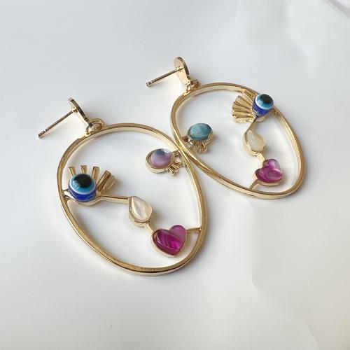 Zinc Alloy Stud Earring with Acrylic plated for woman golden Sold By Pair