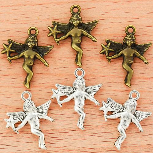 Zinc Alloy Pendler, Angel, forgyldt, du kan DIY, flere farver til valg, 24x20mm, Solgt af PC