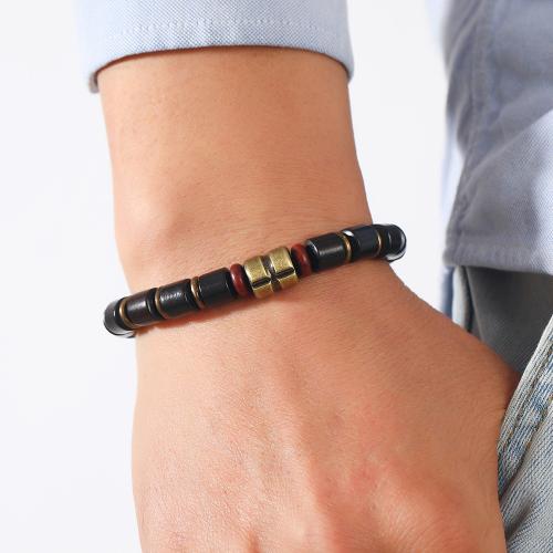 Houten armbanden, Hout, met Zinc Alloy, plated, voor de mens, nikkel, lood en cadmium vrij, Verkocht door PC