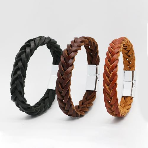 PU Leather Cord Bracelets Zinc Alloy with Magnet & PU Leather plated Unisex nickel lead & cadmium free Length 21 cm Sold By PC