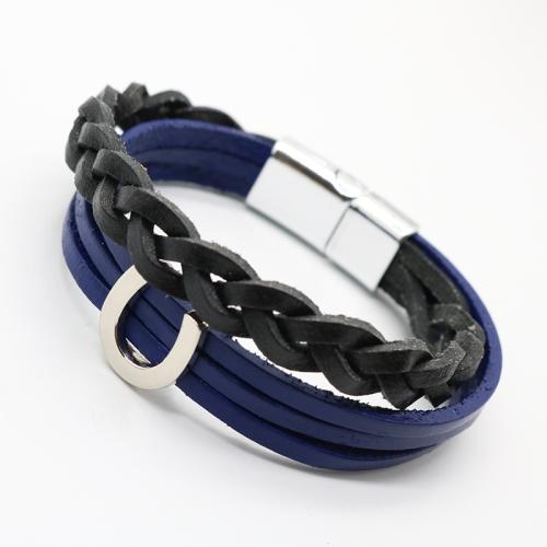 PU Leather Cord Bracelets Zinc Alloy with Magnet & PU Leather plated multilayer & Unisex nickel lead & cadmium free Length 21 cm Sold By PC