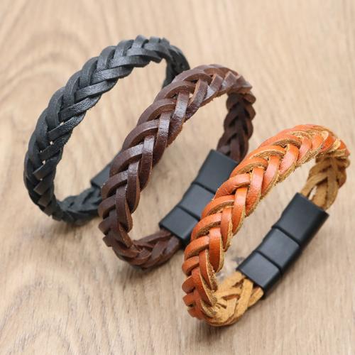 PU Leather Cord Bracelets Zinc Alloy with Magnet & PU Leather plated for man nickel lead & cadmium free Length 21 cm Sold By PC