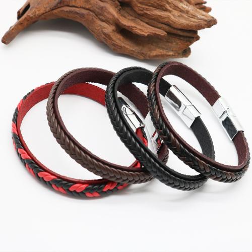 PU Leather Cord Bracelets Zinc Alloy with Magnet & PU Leather plated Unisex nickel lead & cadmium free Length 20.5 cm Sold By PC