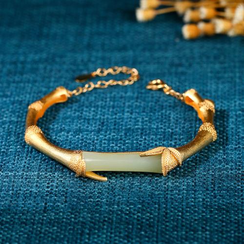 Messing Armband, Bamboe, gold plated, Vintage & voor vrouw, Lengte Ca 6-8 inch, Verkocht door PC