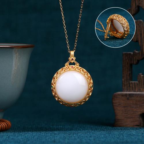 Prás Chumhrán Necklace Locket, dath an óir plated, seanré & slabhra Oval & do bhean & log, Fad Thart 17.7 Inse, Díolta De réir PC