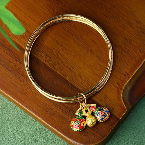 Brass Bangle Monster gold color plated vintage & for woman & enamel Inner Approx 62mm Sold By PC