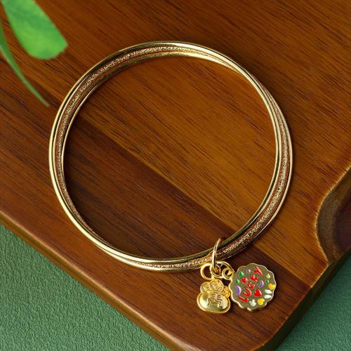 Brass Bangle gold color plated for woman & enamel Inner Approx 62mm Sold By PC