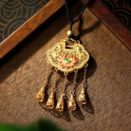 Zinc Alloy Necklace with Polyester Cord Longevity Lock gold color plated Unisex & enamel & hollow Length Approx 16-20 Inch Sold By PC