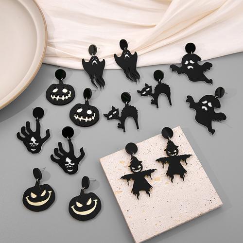 Nouveaux bijoux et décorations d'Halloween populaires, Acrylique, Halloween Design & bijoux de mode & styles différents pour le choix & pour femme, noire, Vendu par paire