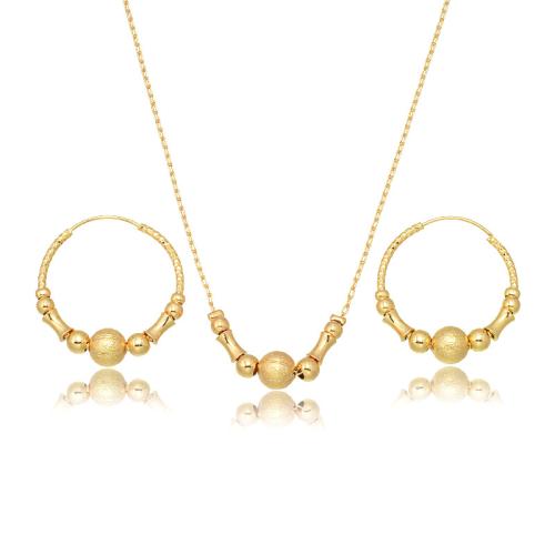 Brass Jewelry Set earring & necklace 18K gold plated 2 pieces & fashion jewelry & for woman golden Length Approx 45 cm Sold By Set