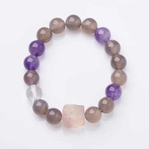 Braccialetto di gioielli agata, agate, with fluorite & ametista, fatto a mano, gioielli di moda & unisex, Lunghezza Appross. 14-16 cm, Venduto da PC