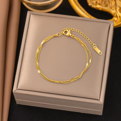 Stainless Steel Jewelry Bracelet, 304 Stainless Steel, with 5cm extender chain, Double Layer & fashion jewelry & for woman, more colors for choice, Length Approx 17 cm, Sold By PC