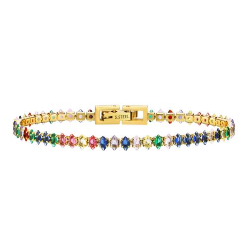 Bijoux bracelet en acier inoxydable, Acier inoxydable 304, bijoux de mode & pavé de micro zircon & pour femme, 4mm, Longueur Environ 17 cm, Vendu par PC