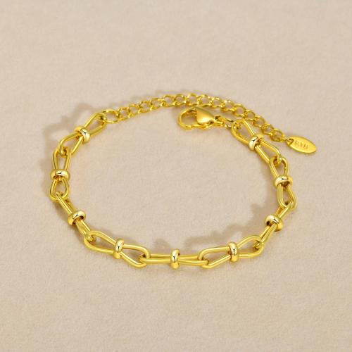 Roestvrij staal armbanden, 304 roestvrij staal, met 5cm extender keten, mode sieraden & voor vrouw, gouden, Lengte Ca 16 cm, Verkocht door PC