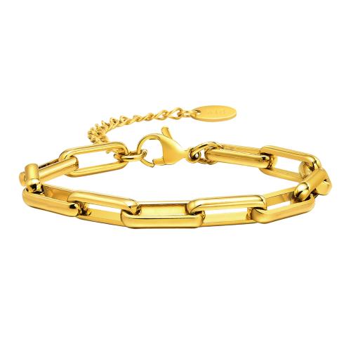 Roestvrij staal armbanden, 304 roestvrij staal, met 5cm extender keten, mode sieraden & voor vrouw, gouden, Lengte Ca 16 cm, Verkocht door PC