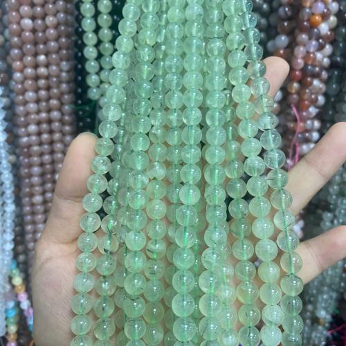 Gemstone Jewelry Beads Natural Prehnite Round DIY green Sold Per Approx 38 cm Strand