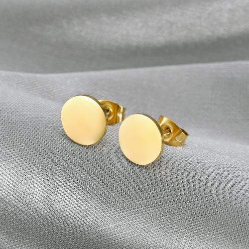 Titanium Staal Earring, Ronde, gold plated, voor vrouw, 9x14mm, Verkocht door pair