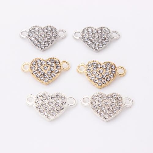 Stainless Steel Connector 304 Stainless Steel Heart plated DIY & with rhinestone & 1/1 loop Sold By PC