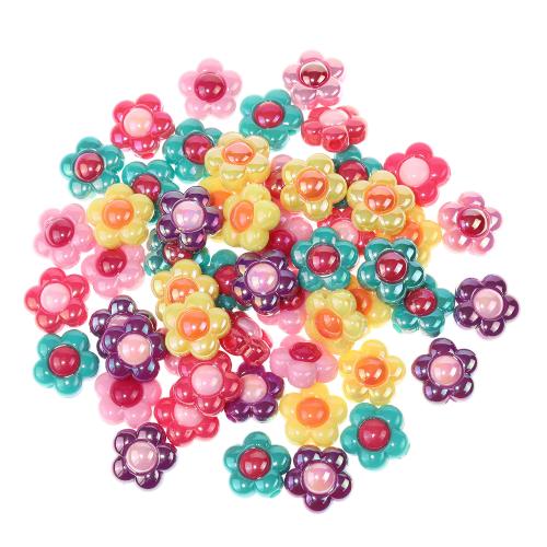 Belagte akryl perler, Flower, du kan DIY, blandede farver, 16x9mm, Hole:Ca. 2mm, 100pc'er/Bag, Solgt af Bag