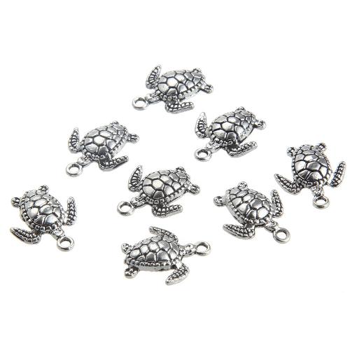 Zinklegering Animal Hangers, Zinc Alloy, Zeeschildpad, silver plated, DIY, zilver, nikkel, lood en cadmium vrij, 17x14mm, 10pC's/Bag, Verkocht door Bag