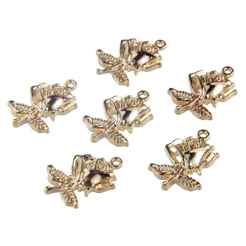 Zinc Alloy Flower Pendler, Rose, forgyldt, du kan DIY, flere farver til valg, nikkel, bly & cadmium fri, 25x17mm, 10pc'er/Bag, Solgt af Bag