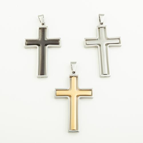 Stainless Steel Cross Pendants 304 Stainless Steel Vacuum Ion Plating DIY Approx 4mm Sold By PC