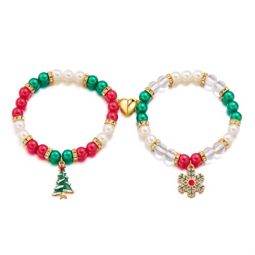 Christmas Holiday Bracelet Resin with Zinc Alloy Christmas Design & Unisex Sold By Set