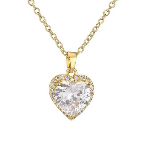 Cubic Zirconia Micro Pave Brass Pendant Heart plated DIY & micro pave cubic zirconia Sold By PC