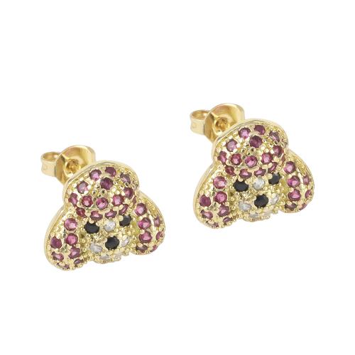 Boucles d'oreilles en laiton zircon cubique pavent, Placage, styles différents pour le choix & pavé de micro zircon & pour femme & émail, Or, Vendu par paire