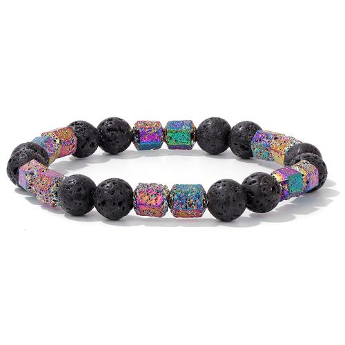 Gemstone Bracelets Lava with Gemstone colorful plated & Unisex Sold By PC