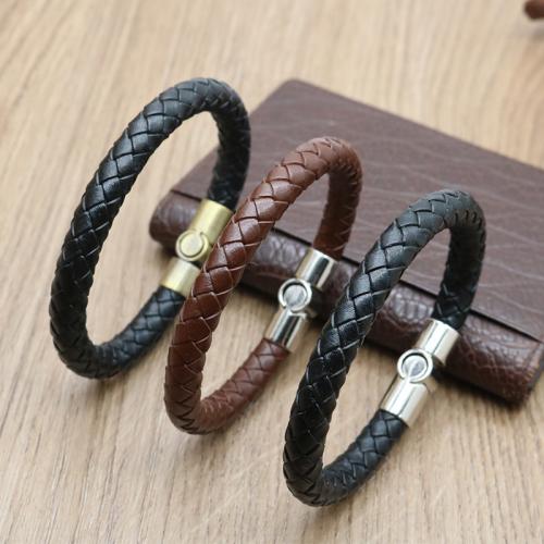 PU Schnur Armbänder, Zinklegierung, mit Magnet & PU Leder, plattiert, unisex & verschiedene Stile für Wahl, keine, frei von Nickel, Blei & Kadmium, Länge 20.5 cm, verkauft von PC