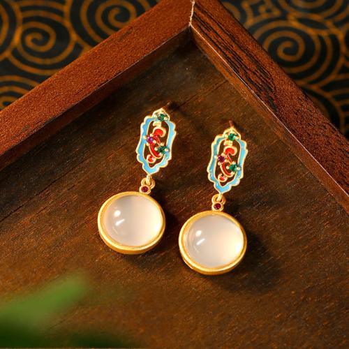 Zinc Alloy Drop Earring, guldfarve belagt, Vintage & for kvinde & emalje & hule, 13x33mm, Solgt af par