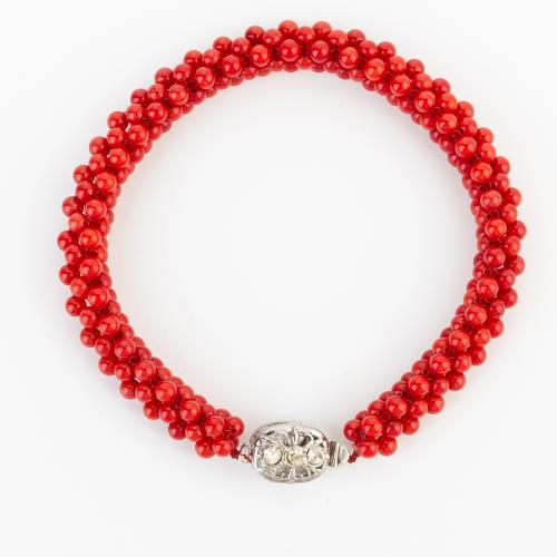 corail synthétique bracelet, avec laiton, style folk & unisexe & avec strass, beads size 8x8mm, Longueur Environ 200 mm, Vendu par PC