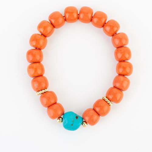 coral sintetico pulseira, estilo folk & unissex, beads size10x8mm, comprimento Aprox 190 mm, vendido por PC