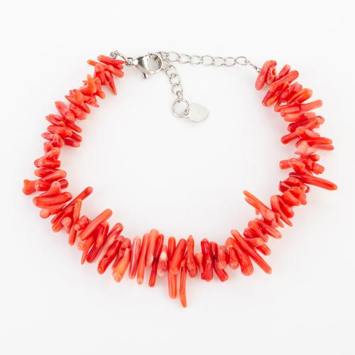 corail synthétique bracelet, avec laiton, style folk & unisexe, beads size 13x10mm, Longueur Environ 180 mm, Vendu par PC