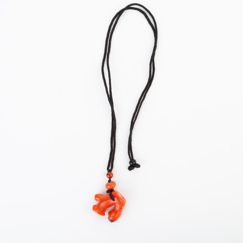 corail synthétique collier, avec cordon de polyester, style folk & unisexe, pendant size 29x26x14mm, Longueur Environ 740 mm, Vendu par PC