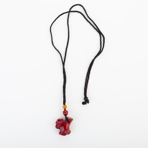 corail synthétique collier, avec cordon de polyester, style folk & unisexe, pendant size 28x25x12mm, Longueur Environ 740 mm, Vendu par PC