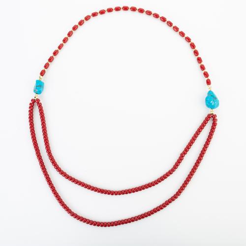 corail synthétique collier, style folk & unisexe, beads size 7x5mm, Longueur Environ 880 mm, Vendu par PC