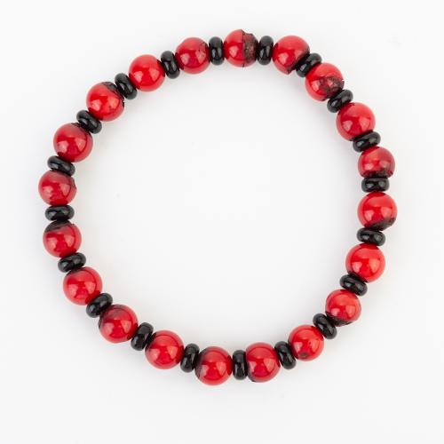 corail synthétique bracelet, style folk & unisexe, beads size 8x8mm, Longueur Environ 210 mm, Vendu par PC