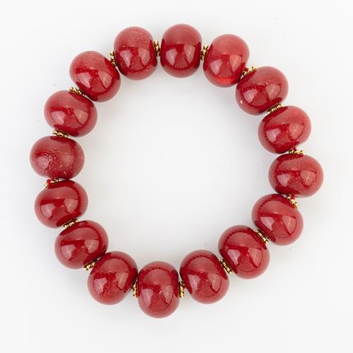 corail synthétique bracelet, style folk & unisexe, beads size 14x10mm, Longueur Environ 200 mm, Vendu par PC