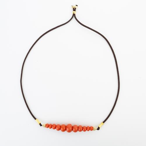 corail synthétique collier, avec cordon de polyester, style folk & unisexe, beads size 16x11mm, Longueur Environ 600 mm, Vendu par PC