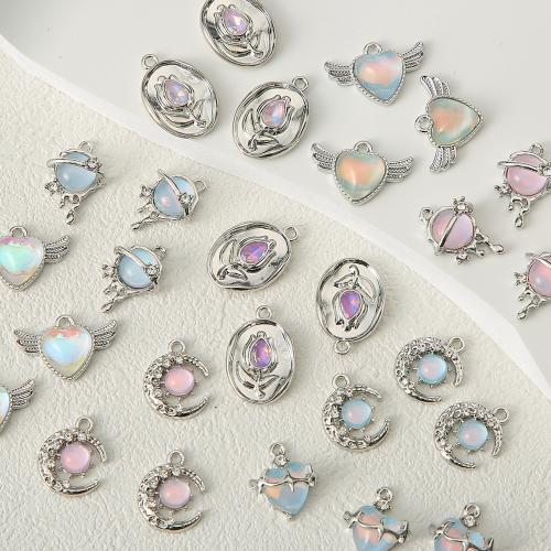 Zinc Alloy Pendants with Sea Opal DIY silver color Sold By PC